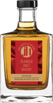 Masterblend aus ausgewählten Abfüllungen der 1. Whiskydestillerie Österreichs. Roggen-, Roggenmalz und Gerstenmalzwhisky. Jüngste enthaltende Abfüllung 8 Jahre gelagert.