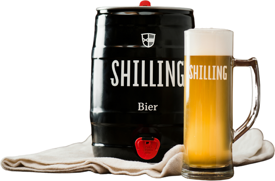 Charakteristisch für das Shilling Hell ist das opalisierende Sonnengelb im Glas. Ausgewogen, rund und sehr mild entfaltet es eine leichte Süße und lässt einen Hauch von Biskuit in die Nase steigen.