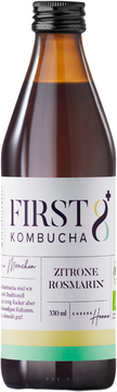 FIRST8 Kombucha, Sorte: Zitrone Rosmarin. 330ml Glasflasche