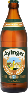Ayinger Jahrhundert Bier 
Untergäriges, helles Exportbier Alkoholgehalt: 5,5 % Stammwürze: 12,8 °