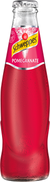 Schweppes Pomegranate vereint die aufregenden Aromen des Orients: Fruchtiger, feinherber Granatapfel-Geschmack trifft auf Geschmacksnoten von schwarzem Tee und würzigem Kardamom. 
Pur ist Schweppes Pomegranate eine einzigartig fruchtige, vollmundige Erfrischung und gemixt der perfekte Filler für Aperitifs, Schaumweine, Gin und viele weitere Spirituosen.