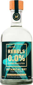 REBELS 0.0% BOTANICAL DRY 
mit Wacholder & floralen Botanicals

GESCHMACK: Unverkennbar frischer Wacholder mit pikanten Zitrusfrüchten, einem Hauch von Rosenblättern und einer einzigartigen Lavendelnote. Langer, würziger und blumiger Abgang mit einem Hauch von Schärfe.