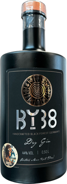 PREMIUM BAVARIAN DRY GIN
 - DISTILLED IN BLACKFORREST -
BY38 DRY GIN #  44% vol alk. 
DER EINZIGARTIGE GIN MIT DEM "ÖHAA!-EFFEKT"