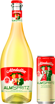 Almdudler Almspritz 0,75l Flasche und 0,25l Dose