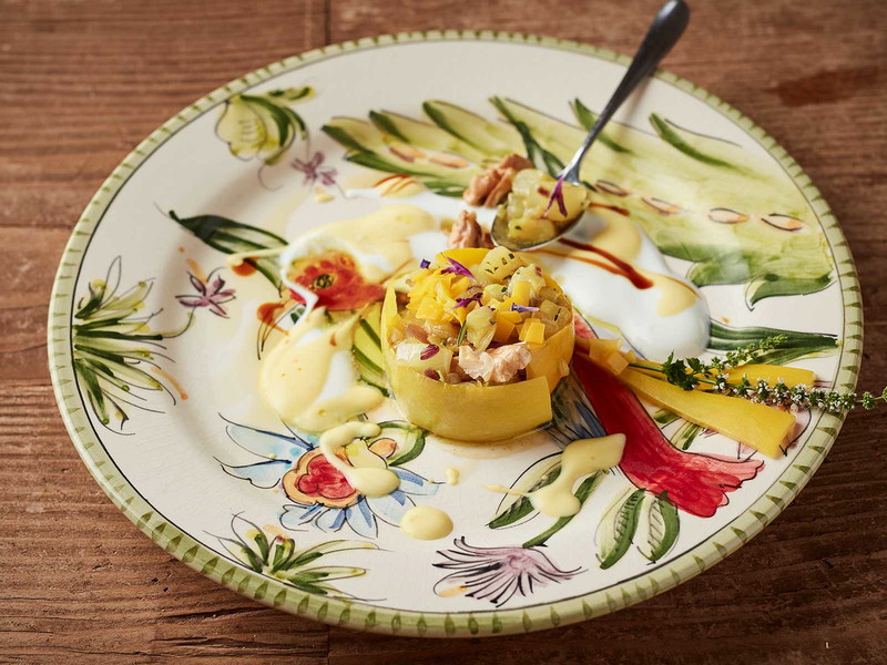 Courgette Salad with Saffron Yoghurt, Honey and Walnuts