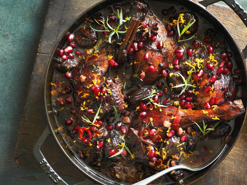 Duck Legs Braised with Pomegranate and Prunes