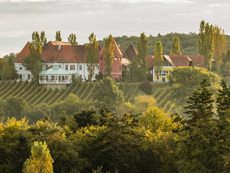 Das Weinschloss Koarl Thaller im Herbst.