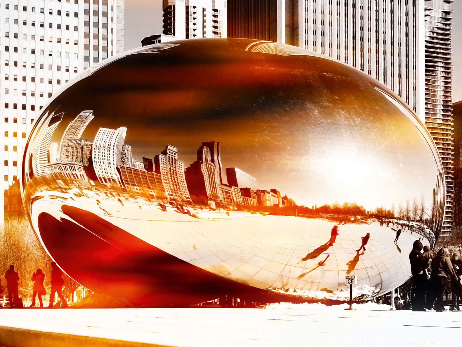 Das Cloud Gate ist eines der zentralen Kunstwerke im Millennium Park von Chicago. 