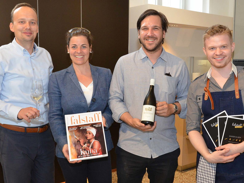 Markus Pichler (bulthaup), Michaela Cholewa (Falstaff), Winzer Vincent Bründlmayer und Julian Kutos