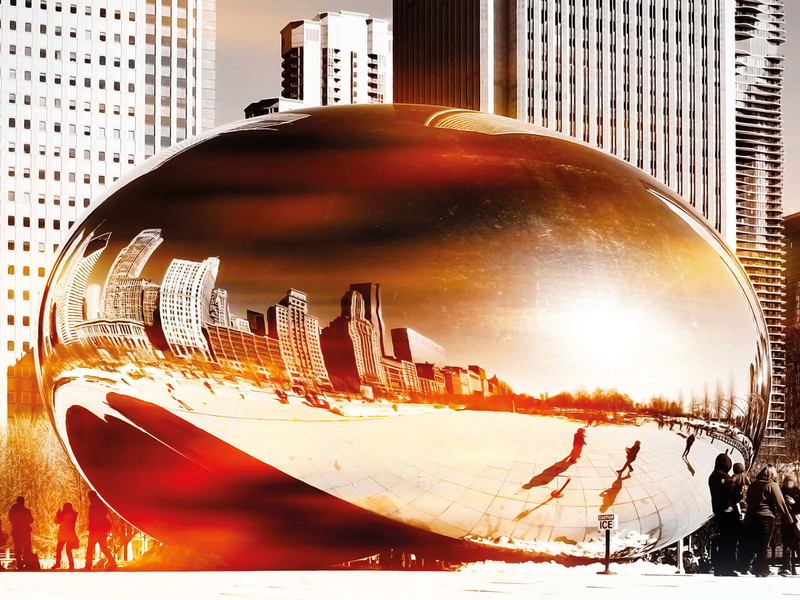 Das Cloud Gate ist eines der zentralen Kunstwerke im Millennium Park von Chicago.