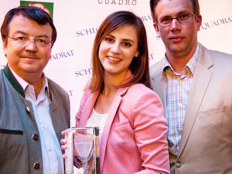 ÖWM-Chef Willi Klinger, Siegerin Nadine Schüller, Patron Jürgen Geyer