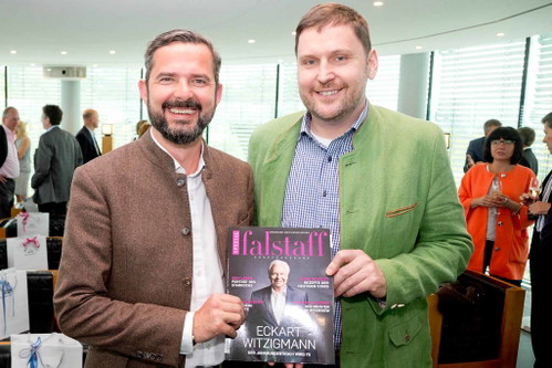 Hawesko-Chef Nikolas von Haugwitz und Martin Fauster vom Münchner Königshof