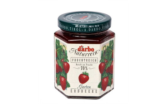 86 PUNKTE, Platz 3: D’arbo »Naturrein Fruchtaufstrich«Die Farbe dürfte »gereiftes Bordeauxrot« heißen. Die Fruchtkörper sind stark zerkocht, die Konsistenz ist etwas »breiig«. Dazu kommt relativ viel Zucker und etwas störend wirkende Fremdsäure (Zitrone). Wenig prononcierter Erdbeergeschmack.Preis: ca. € 13,45/kg, Supermärkte, u.a. Edeka