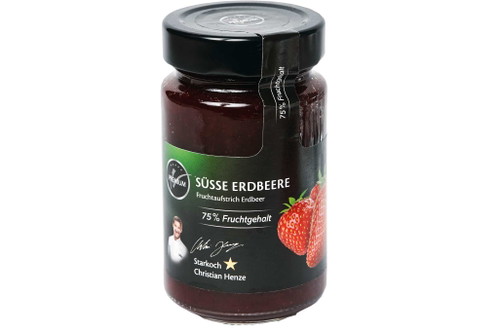84 PUNKTE, Platz 4 ex aequo: Starkoch Christian Henze »Premium Süße Erdbeere«Riecht deutlich nach Erdbeere. Flüssig-klebrige Konsistenz. Cremige Süße und zu viel Säure. Preis: ca. € 7,92/kg. Supermärkte, u.a. Tengelmann