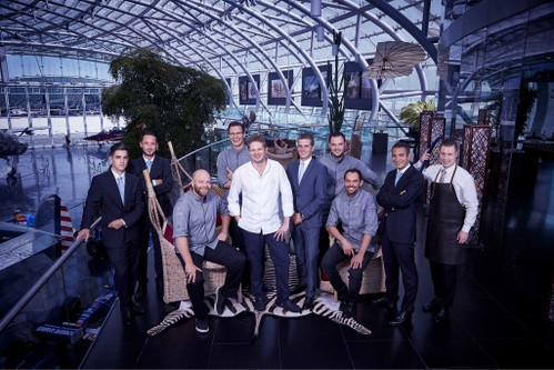 Gastkoch August 2016, «Ikarus»-Team, Gruppenportrait, v.l.n.r.: Mario Onida, Philip Langer, Jörg Bruch, Martin Ebert, Martin Klein, Matthias Berger, Andreas Bitsch, Tommy Eder-Dananic, Florian Kempinger, Christoph Hartinger.
