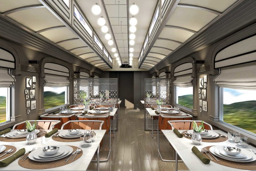 Der Platz für die Gourmets: Der Speisewagen.