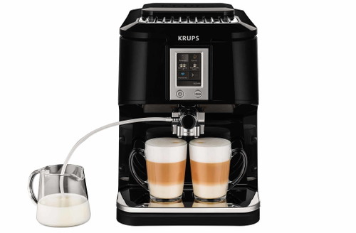 Platz 3: KRUPS One-Touch-Vollautomat 2in1 – Für EiligeKompakter Vollautomat, aber viel Kunststoff verarbeitet und kein Milchbehälter inkludiert. Top: intuitive, sympathische ­Bedienung, Testnotiz: «schnell zum Lieblingskaffee ohne Gebrauchs­anweisung». Cremiger Milchschaum, aber grobporig.Gesehen für: CHF 1400,–Handling/Design: 3,75Kaffee: 3,5Milch: 3,25Reinigung: 3,75GESAMT: 14,25 von 20 Punkten