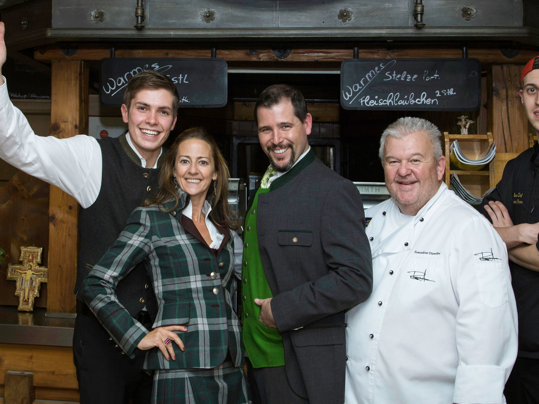 Sebastian Tropper (Serviceleitung), Tina Bauer (Events), Markus Lederer (GF), Rudi Moser (Küchenchef) und Florian Sabathi (Souschef).