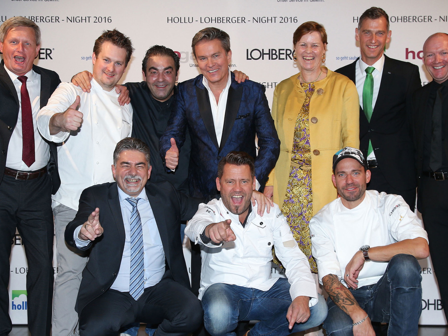 Die Gastgeber mit Sponsoren und Stars.