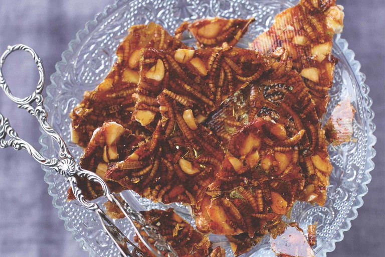 Dieses Mehlwurm-Cashew-Krokant braucht nur vier Zutaten und ist im Handumdrehen zubereitet.