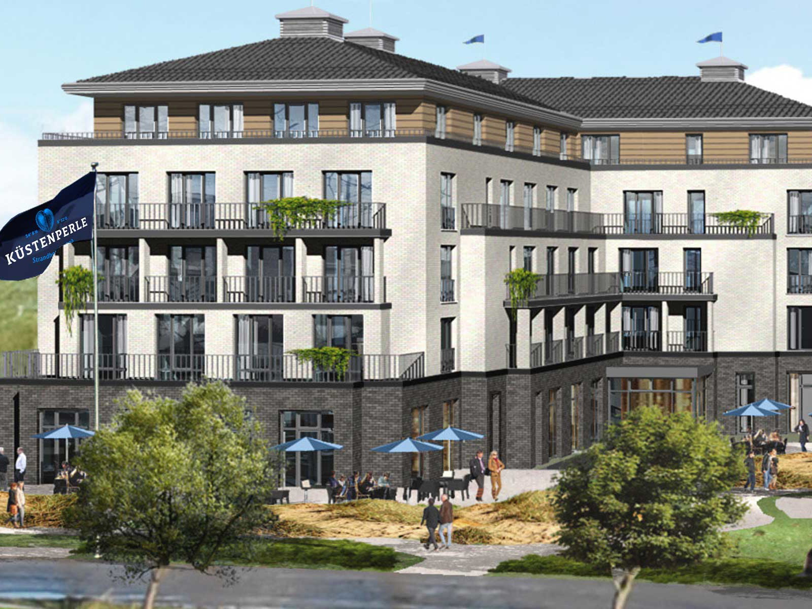 Wenn die Bauarbeiten abgeschlossen sind bereichert das neue Hotel den Büsumer Strand.