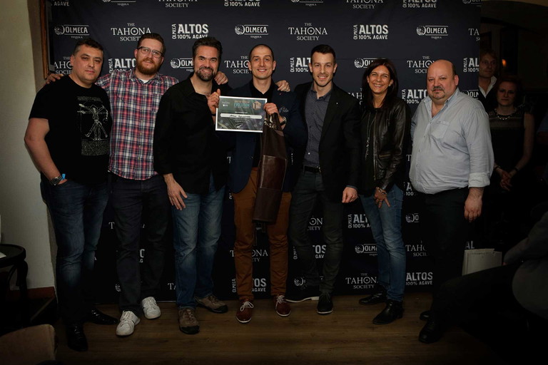 (v.l.n.r.): Heinz Kaiser, Marcus Philipp, Alberto Navarro, Attila Szelhoffer, Lukas Graser (Brand Manager Olmeca Tequila Austria), Manuela Lerchbaumer, Andreas Obermeier