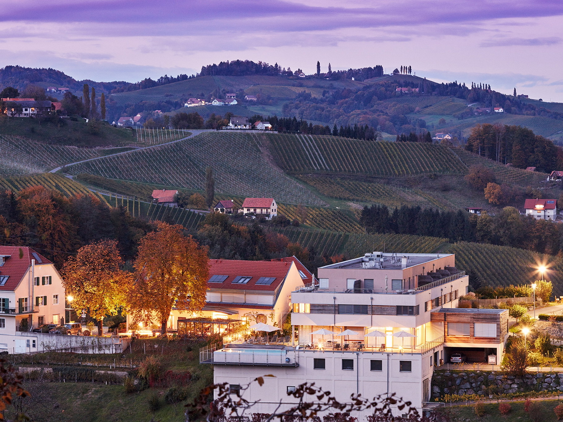 Das Weinhotel Gut Pössnitzberg mit seiner idyllischen Umgebung. 
