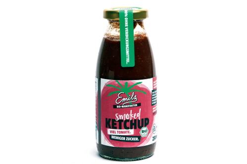  2. Platz: Emils&nbsp;Smoked KetchupFlasche ca. € 2,99/250ml (Literpreis: € 11,96)U. a. Alnatura, Lieferello, EmilsSpaltete die Tester mit seiner deutlichen Tomatennote. »Keine BBQ-Sauce« war ein Urteil. Allerdings: qualitativ sehr hochwertig, offensichtlich ohne Verdickungsmittel. Sieht aus wie ein Chutney. Gewürze und Kräuter sind deutlich zu erkennen. Würde auf Bruschetta eine gute Figur machen.