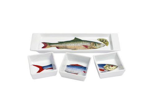 F(r)isch serviert: Was geht über einen gestylten Appetizer? Bei uns nicht viel. Fornasetti macht es möglich. Mit den Schälchen in Fische-Optik.&nbsp;Ab ca. CHF 220,-&nbsp;www.fornasetti.com