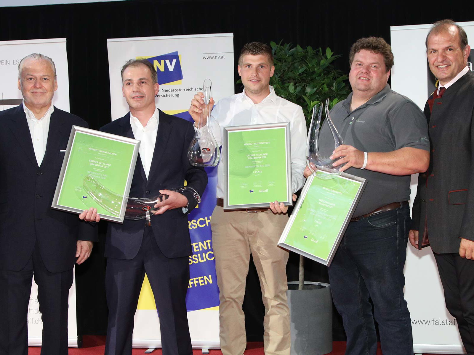 Peter Moser, Wolfgang Rosam, Josef Wannemacher, Mathias Ruttenstock (1. Platz Falstaff Grüner Veltliner Grand Prix 2017), Meinhard Forstreiter, Otto Auer, Dr. Hubert Schultes