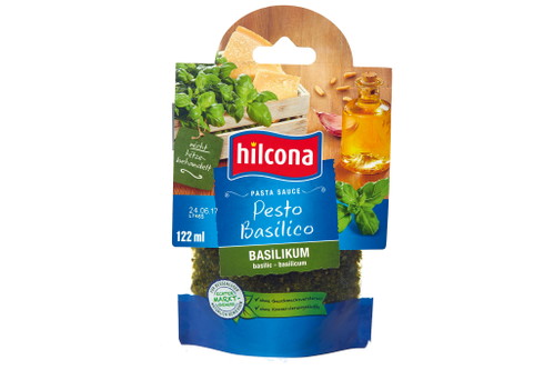 Platz 2, 97 Punkte: Hilcona Pasta Sauce Pesto BasilicoBeutel ca. € 2,39 für 120 g (€ 19,92/Kilo), Edeka, KaufhofDas Öl fließt relativ schnell aus – offensichtlich keine Verdickungsmittel. Sehr frische Farbe, kaum oxidiert. Deutlich erkennbare Bestandteile. Natürliche Konsistenz, etwas körnig. Deutliches Käsearoma, sicher auch Knoblauch. War einem Tester eine Spur zu dominant. 