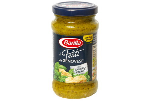 Platz 4, 80 Punkte: Barilla i Pesti alla GenoveseGlas ca. € 2,99 / 190 g (€ 15,74/Kilo)Tengelmann, Edeka, NettoGrün mit gelben Einstreuungen. Duftet zart nach Basilikum und Käse. Etwas Öl tritt aus. Der sehr hohe Käseanteil ist im Mund deutlich, schmeckt fast wie eine Käsesauce. Immerhin: Es bleibt aromatisch im Rahmen und ist optisch ansprechend.&nbsp; 