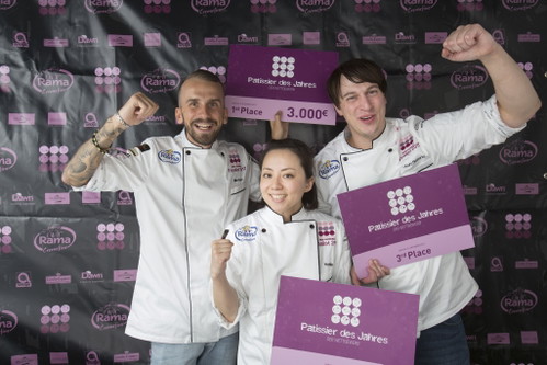 Mike Kainz (»Patissier des Jahres«), Yoshiko Sato (Zweitplatzierte) und André Siebertz (dritter Rang). 
