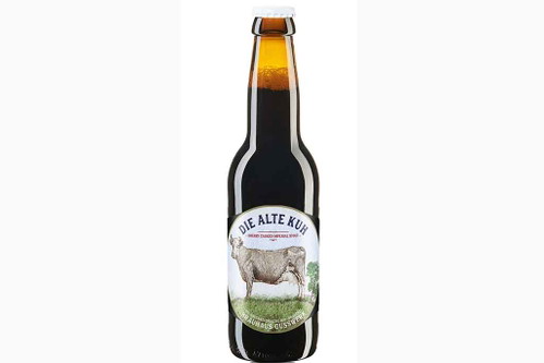 98 Punkte: DIE ALTE KUH, StoutTiefschwarz und mit rotbraunem Schaum präsentiert sich diese zwei Jahre in Sherry-Fässern gereifte Version der »Schwarzen Kuh« aus derselben Brauerei. Duft von Schoko-Nuss-Kuchen und Ringlotten. Sehr voller süßer Trunk. Kräfige Holznoten, wärmend im Nachtrunk.Brauerei Gusswerk,Hof bei Salzburg; Braumeister: Reinhold Barta
