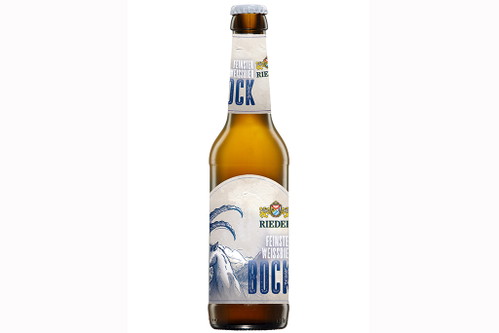 FEINSTER WEISSBIER BOCK, HefeweizenSehr trübes Gelb, weißer Schaum. Intensives Bananenaroma und Karamell in der Nase. Der Antrunk ist – trotz hohem Alkoholgehalt – überraschend erfrischend, viel CO2 und eine angenehme, fruchtige Süße. Cremiger Trunk, kaum wahrnehmbare Bittere. Im Nachtrunk nochmals viel Bananenaroma.Brauerei Ried, Ried im Innkreis; Braumeister: Josef Niklas