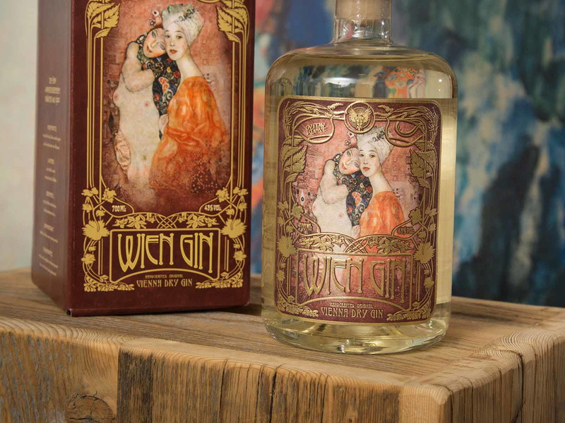 Klimts Musen zieren Verpackung und Etikett