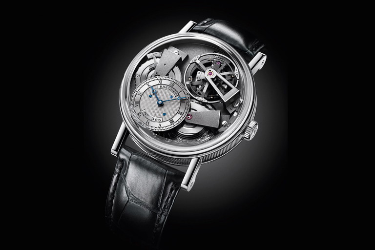 Breguet «Tradition Grande Complication Ref. 7074»&nbsp;Der Antrieb über Kette und Schnecke und das Tourbillon, die Präzisionstechnik der Uhr, in einer einzigartigen Form zur Schau gestellt. CHF 214.000,-