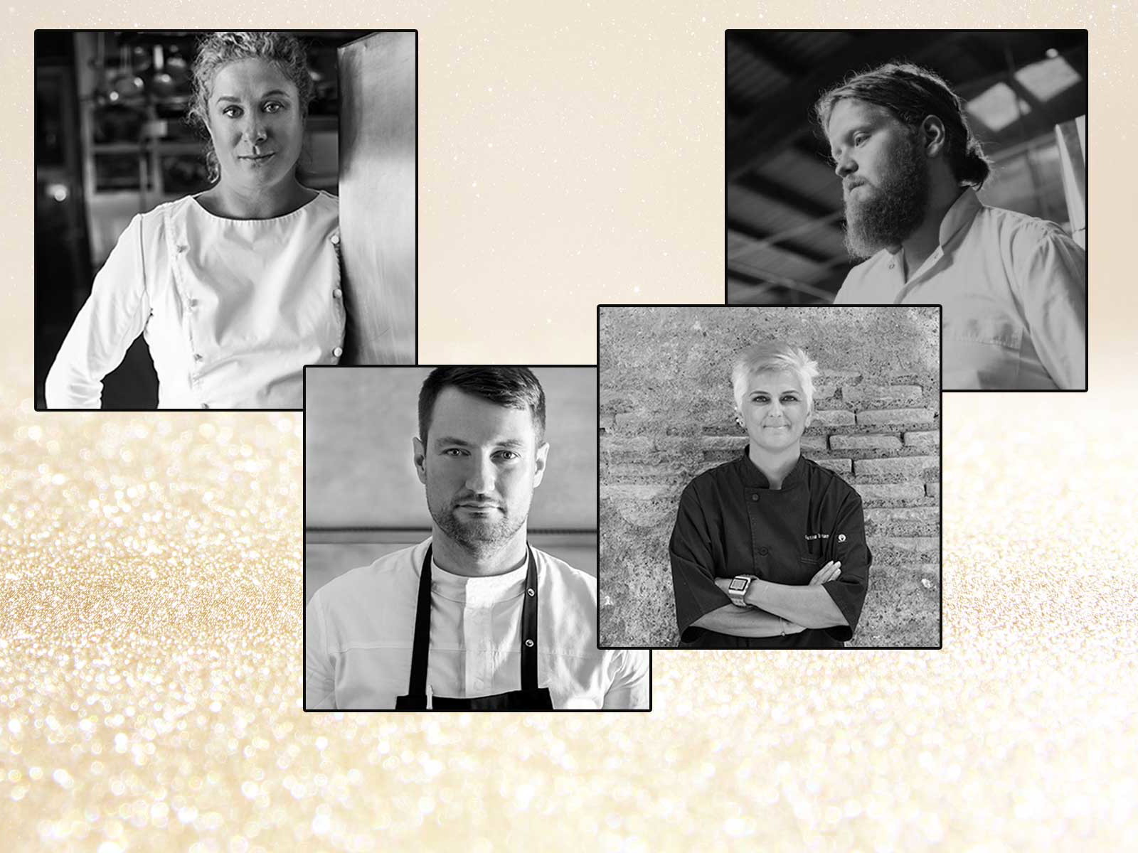 Die Köche des ersten NEU-Dinner (v.l.n.r.): Ana Roš, Sebastian Frank, Cristina Bowerman und Lukas Mraz.