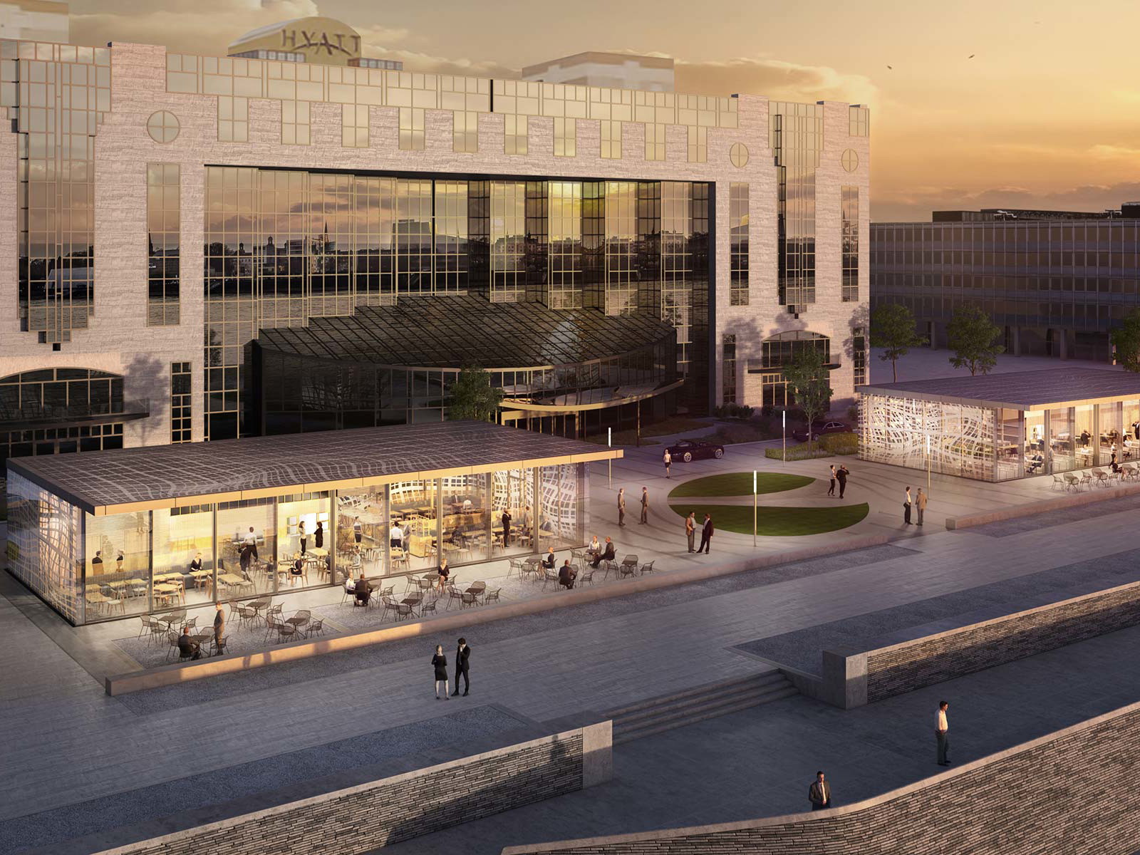 Das Hyatt Regency Köln wird um zwei Glas-Pavillons erweitert.