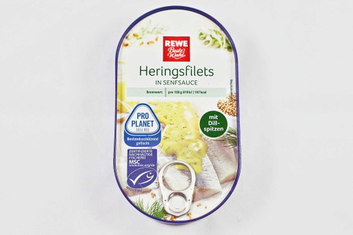 10. Platz, 80 Punkte*: REWE Beste Wahl Heringsfilets in Senfsauce&nbsp;€ 0,99 für 200 g (Kilopreis: € 5,–) ReweDie einzige Konserve, die es unter die ersten zehn geschafft hat. Im Vergleich zu den anderen getesteten Konserven wurde sie als frischer und weniger trocken empfunden. Das Mundgefühl ist angenehm, die Sauce sehr säuerlich. Im Nachgeschmack eher künstlich.