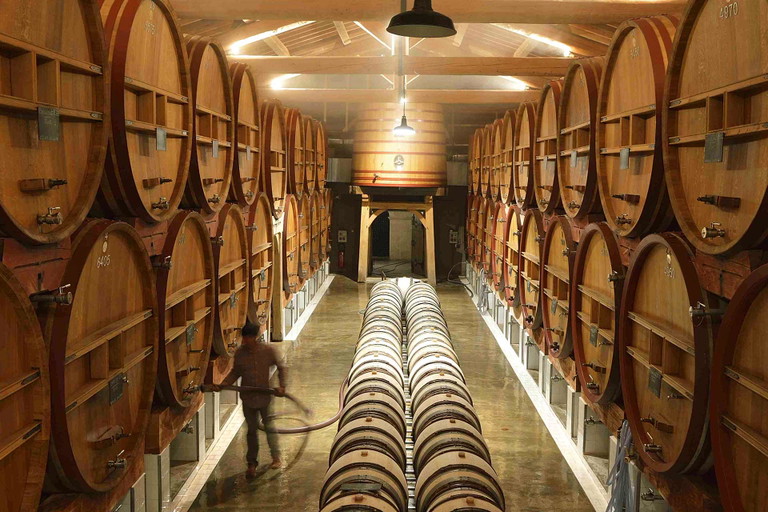 Der Wein reift in grossen Eichenfässern.