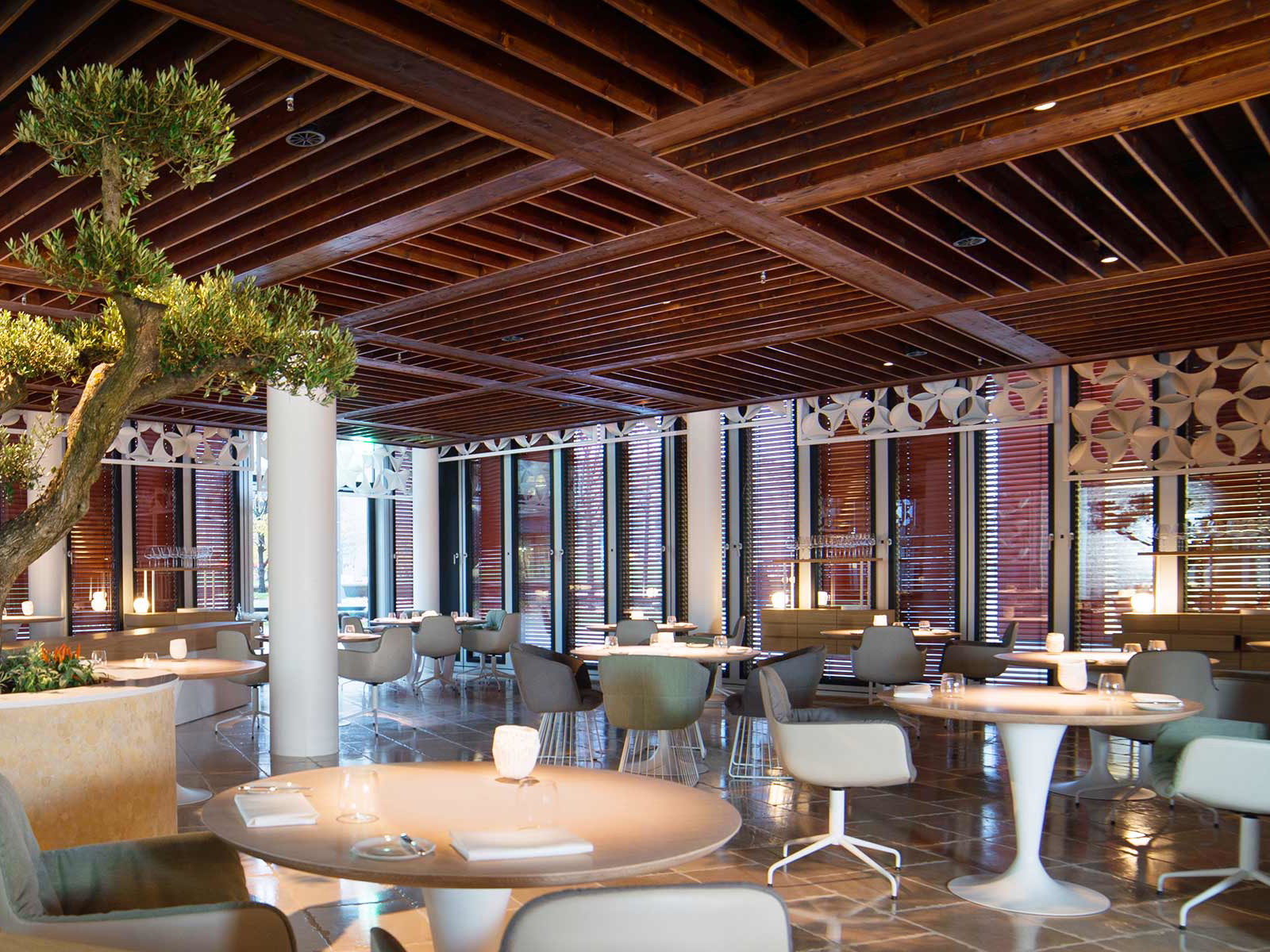 Ein Olivenbaum in der Mitte des Restaurants&nbsp; soll Mittelmeer-Flair nach Hamburg holen.