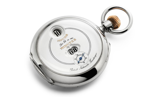 Die legendäre «Pallweber» Savonette Taschenuhr mit mechanisch-digitaler Anzeige (1886).