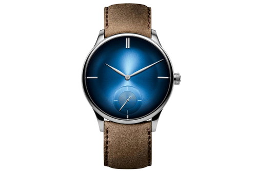 H. Moser &amp; Cie. «Venturer Small Seconds Purity White Gold Funky Blue Dial»: Das ist nihilistisches Understatement fürs Handgelenk ohne Markenlogo am Ziffernblatt. Preis ca. CHF 22.200.