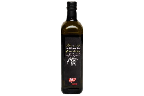 5. Platz, 86 Punkte: Ja! Natürlich Olivenöl extra nativ fruchtig€ 9,49 für 750 ml&nbsp;(Literpreis: € 12,65) Merkur, BillaRiecht nach Tomaten, gelben Früchten und wirkt sehr frisch. Eher mild am Gaumen, Bitterkeit entwickelt sich, Schärfe im Nachhall, Noten von grüner Frucht.
