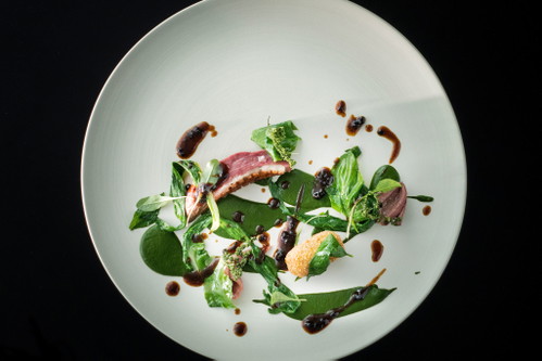 Pommernente mit Valser Brennessel - Gutem Heinrich und schwarzem Knoblauch
                                