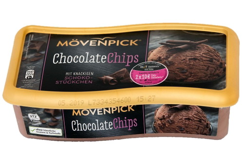 6. Platz, 88* Punkte: MÖVENPICK Chocolate Chips mit&nbsp; knackigen Schoko-Stückchen€ 6,29 für 900 ml (Literpreis: € 6,99) U. a. MeinlFluffige Konsistenz und mit Schokoladenstückchen durchzogen. Riecht stark nach Karamell und Röstaromen. Sehr cremig am Gaumen, mit intensiven Kakaotönen und einem leichten Geschmack nach Malz.
