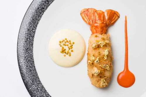 «Langoustine croustillante et Pollen frais»