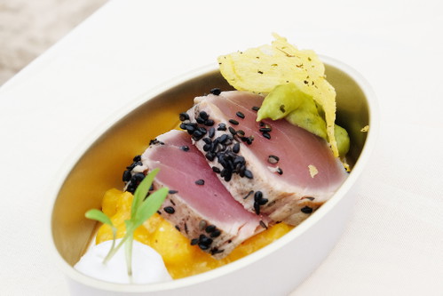 Thunfisch mit Mango, Avocado und Koriander.