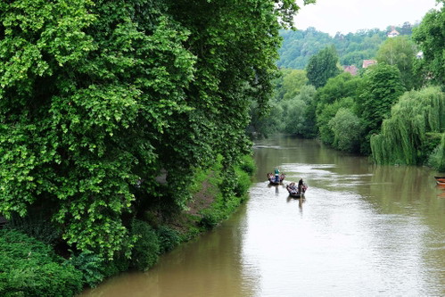 Stocherkähne am Neckar.